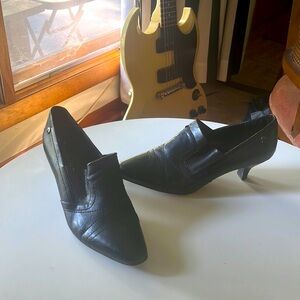 Black leather booties. Etienne Aigner. Sz 9